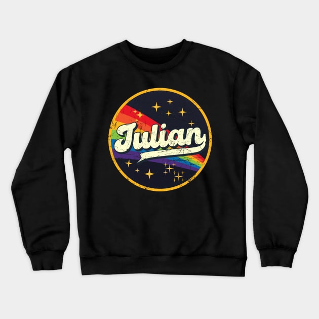 Julian // Rainbow In Space Vintage Grunge-Style Crewneck Sweatshirt by LMW Art